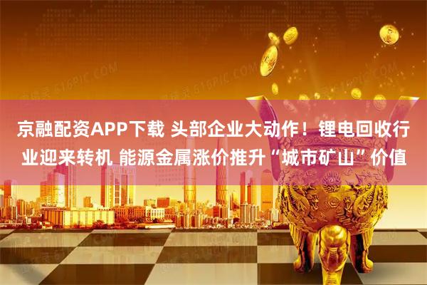 京融配资APP下载 头部企业大动作！锂电回收行业迎来转机 能源金属涨价推升“城市矿山”价值